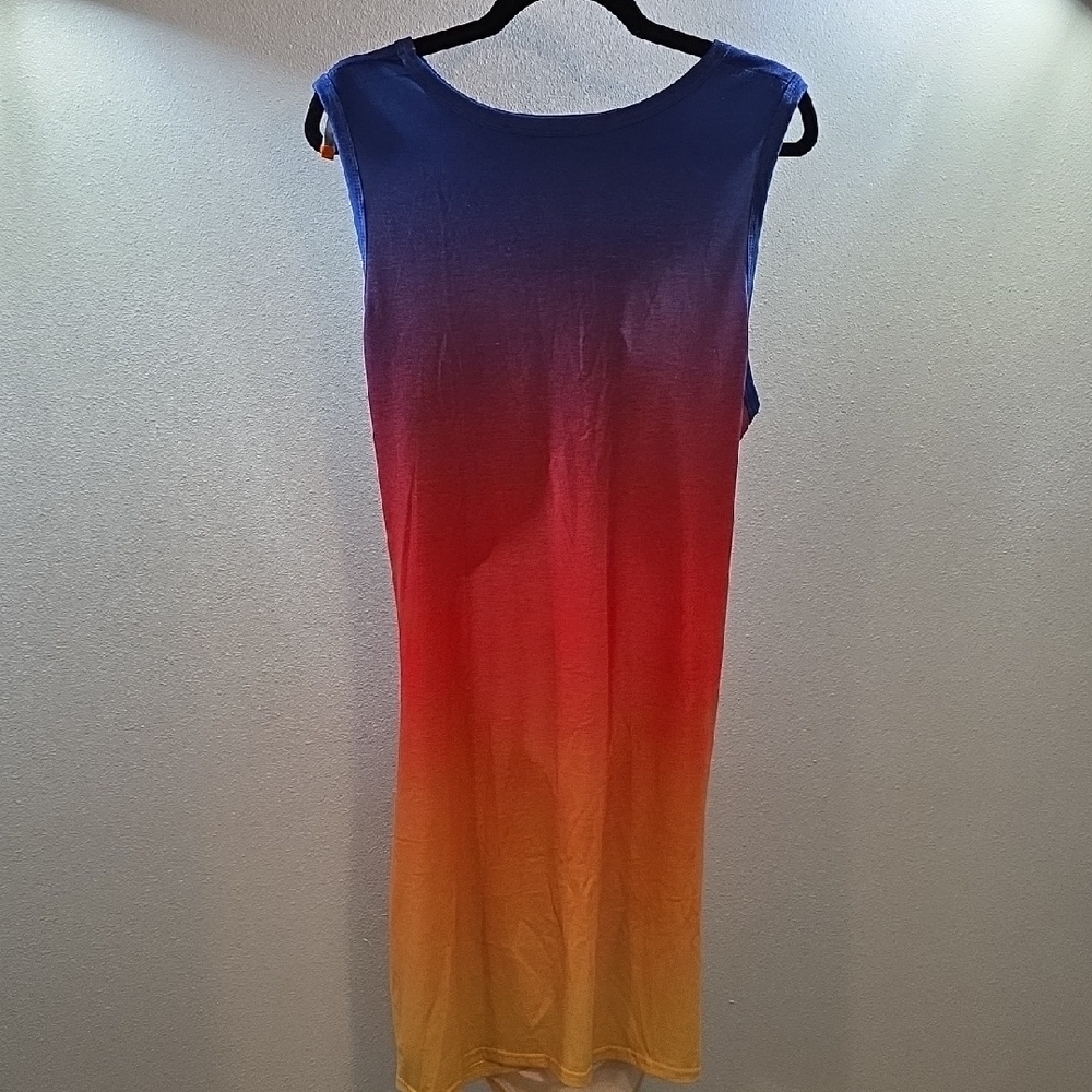 Gradient Sleeveless Dress - Blue, Red, Yellow
